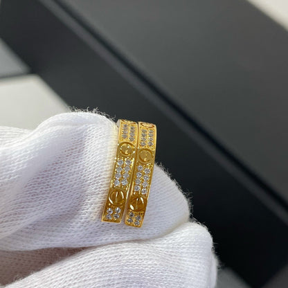 [Zalyn Jewelry ]LOVE DIAMOND GOLD HOOP EARRINGS