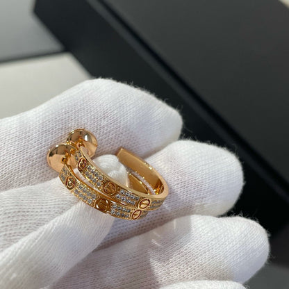 [Zalyn Jewelry ]LOVE DIAMOND PINK GOLD HOOP EARRINGS