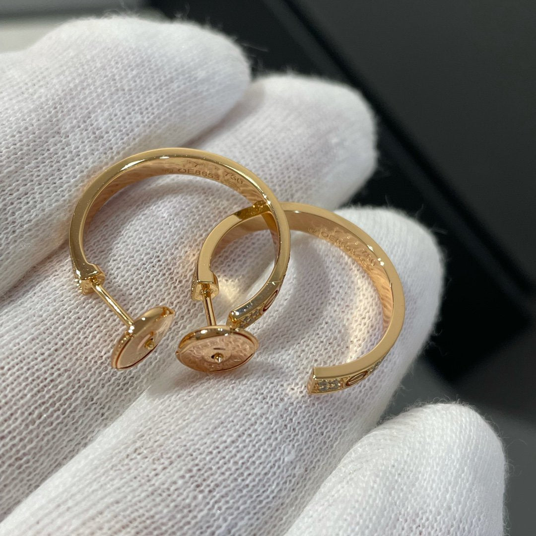 [Zalyn Jewelry ]LOVE DIAMOND PINK GOLD HOOP EARRINGS