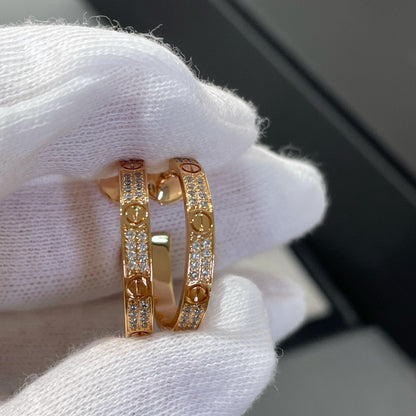 [Zalyn Jewelry ]LOVE DIAMOND PINK GOLD HOOP EARRINGS