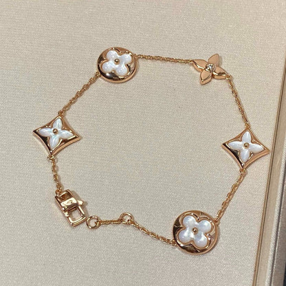 [Zalyn]STAR AND SUN 5 MOTIF MOP ROSE GOLD BRACELET
