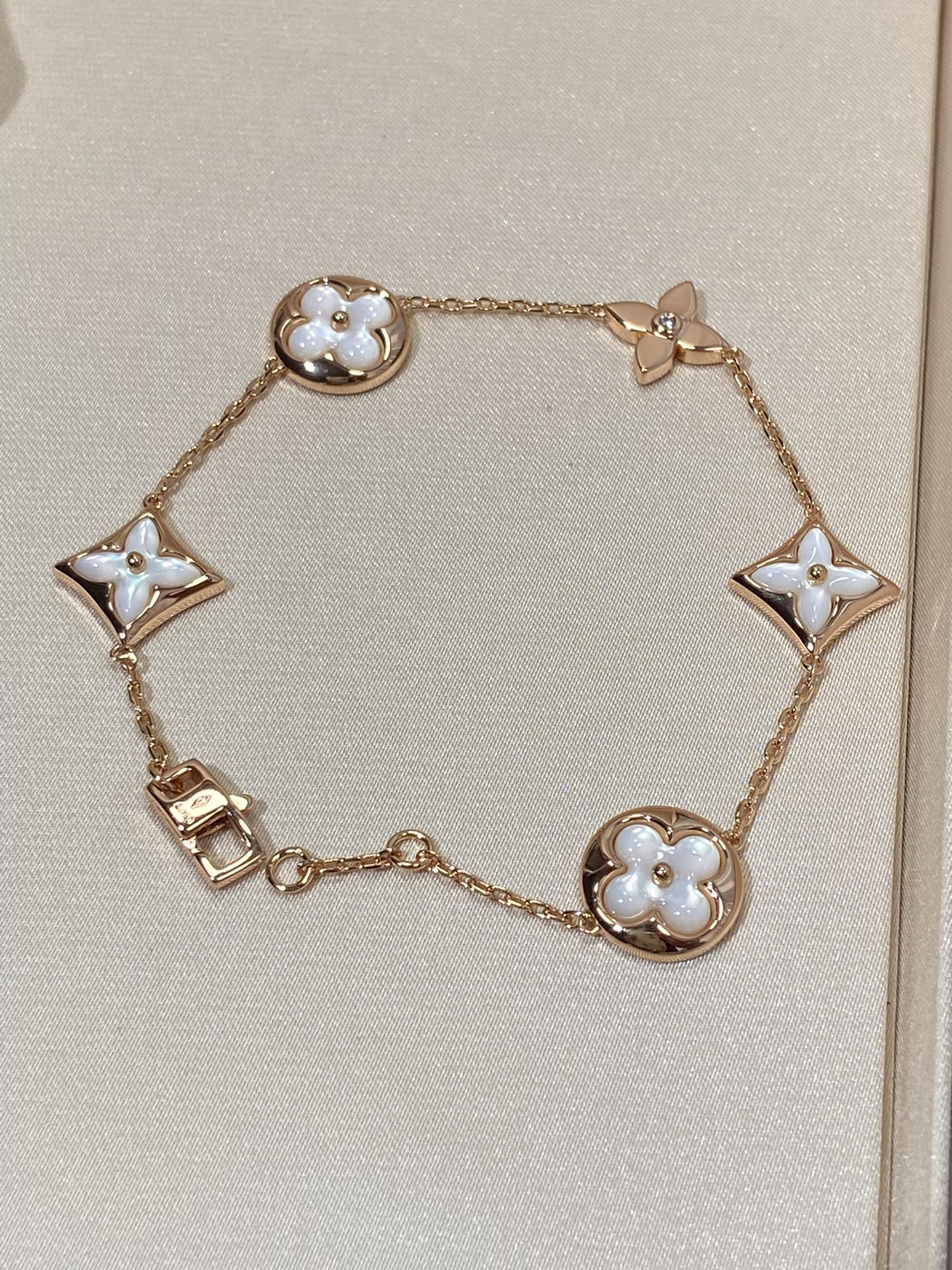 [Zalyn]STAR AND SUN 5 MOTIF MOP ROSE GOLD BRACELET