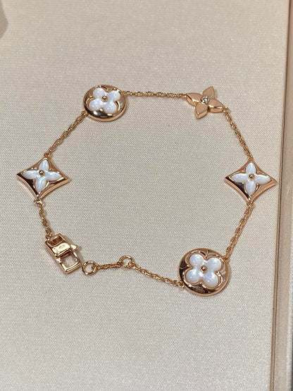 [Zalyn]STAR AND SUN 5 MOTIF MOP ROSE GOLD BRACELET
