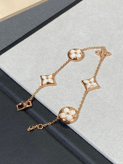 [Zalyn]STAR AND SUN 5 MOTIF MOP ROSE GOLD BRACELET