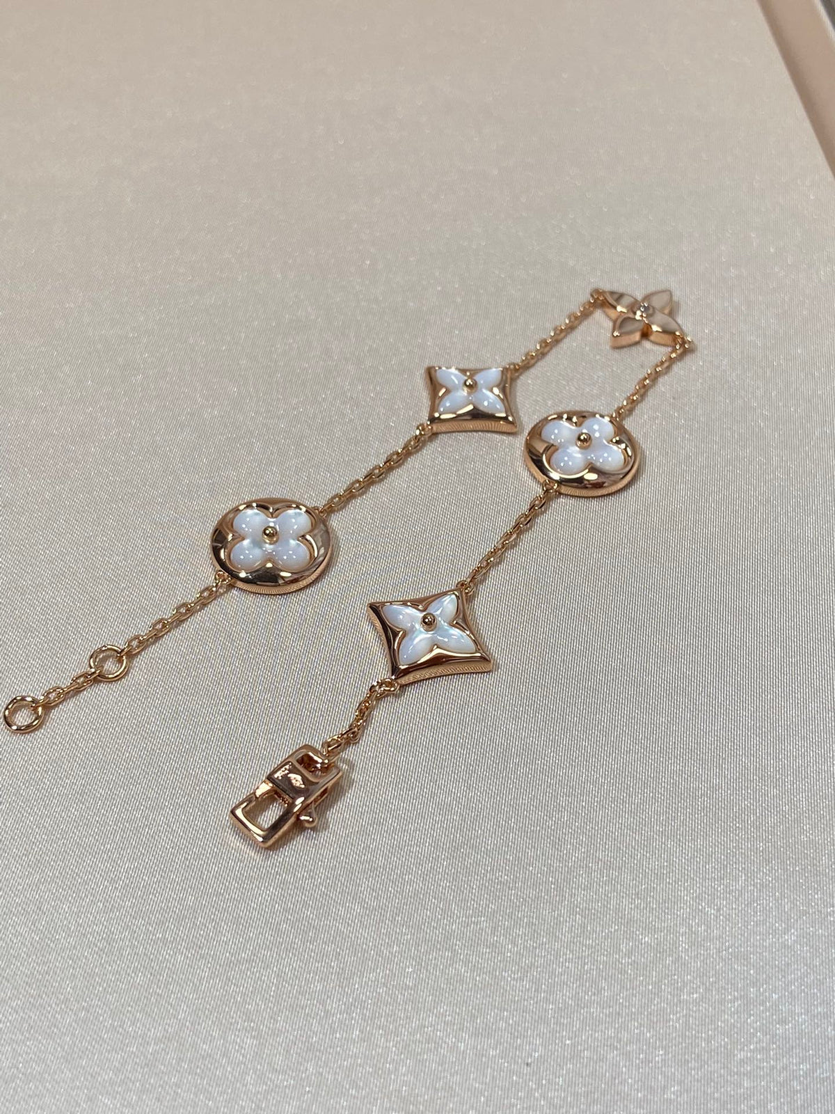 [Zalyn Jewelry ]STAR AND SUN 5 MOTIF MOP PINK GOLD BRACELET