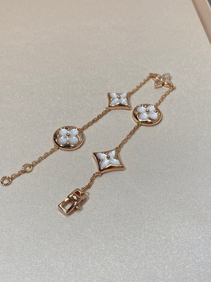 [Zalyn]STAR AND SUN 5 MOTIF MOP ROSE GOLD BRACELET