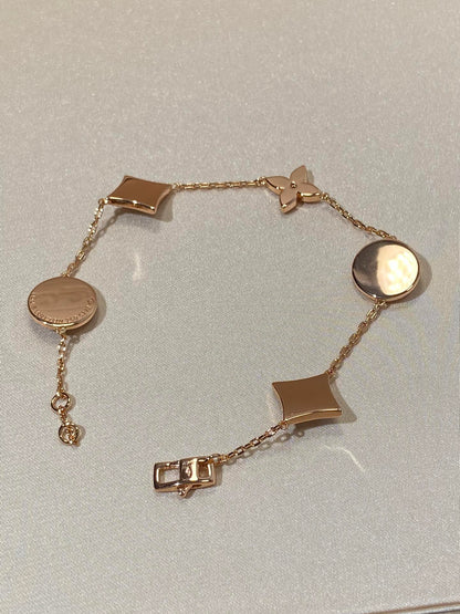 [Zalyn]STAR AND SUN 5 MOTIF MOP ROSE GOLD BRACELET