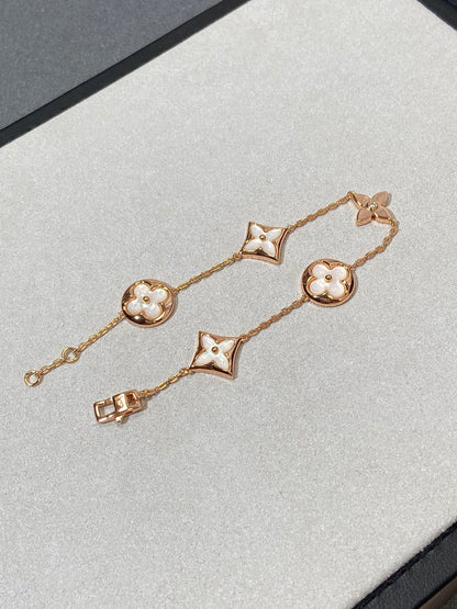 [Zalyn]STAR AND SUN 5 MOTIF MOP ROSE GOLD BRACELET