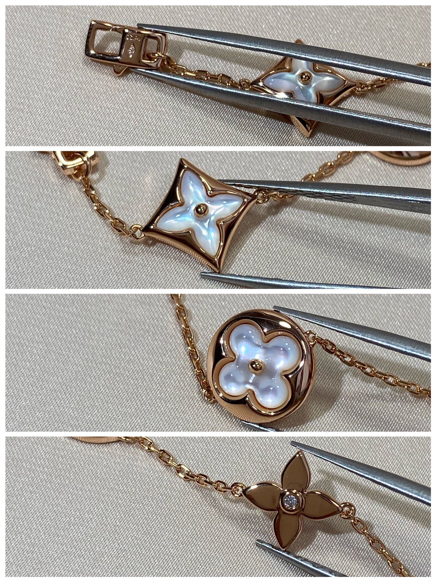 [Zalyn]STAR AND SUN 5 MOTIF MOP ROSE GOLD BRACELET