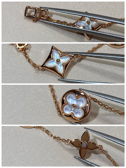 [Zalyn]STAR AND SUN 5 MOTIF MOP ROSE GOLD BRACELET