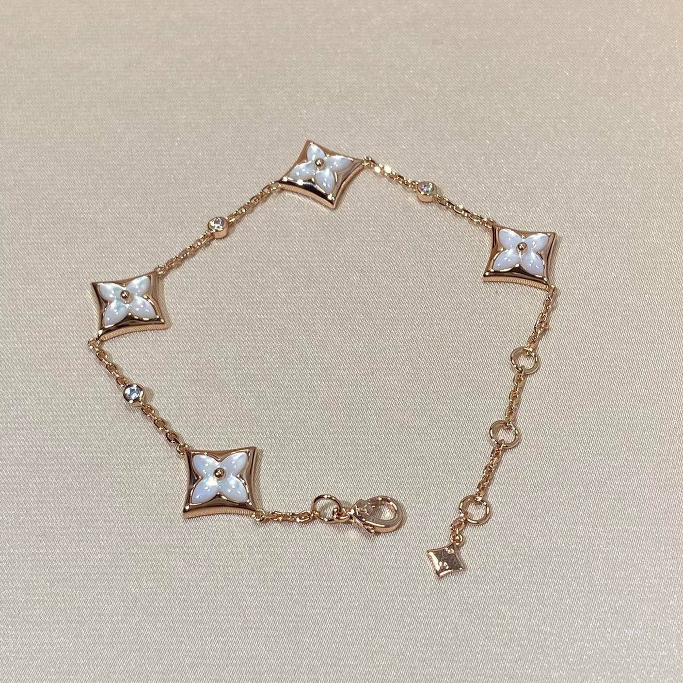 [Zalyn]STAR 4 MOTIF MOP DIAMOND ROSE GOLD BRACELET