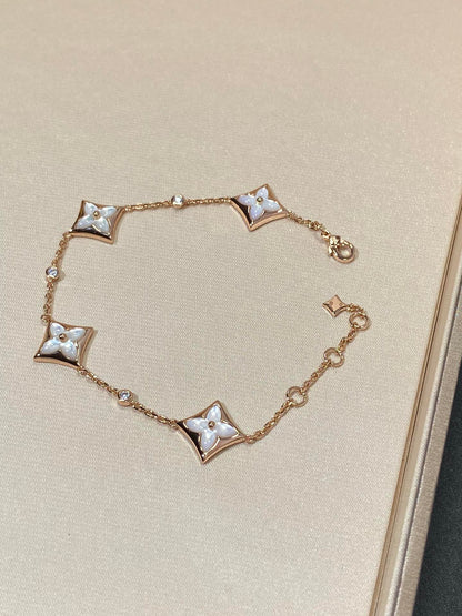 [Zalyn]STAR 4 MOTIF MOP DIAMOND ROSE GOLD BRACELET