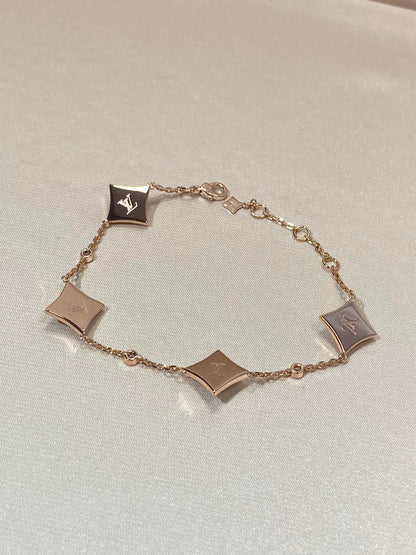 [Zalyn]STAR 4 MOTIF MOP DIAMOND ROSE GOLD BRACELET
