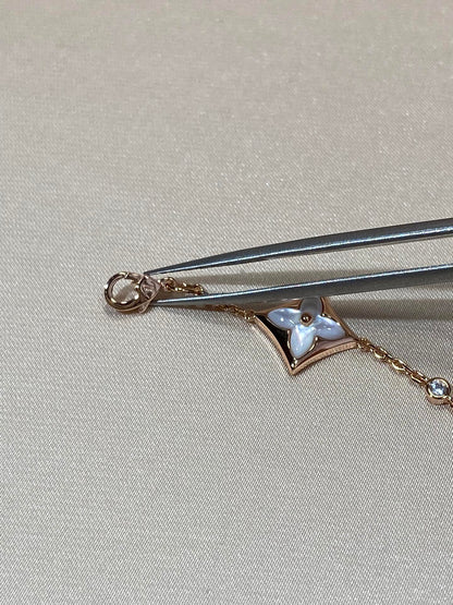 [Zalyn]STAR 4 MOTIF MOP DIAMOND ROSE GOLD BRACELET