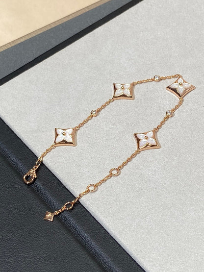 [Zalyn]STAR 4 MOTIF MOP DIAMOND ROSE GOLD BRACELET