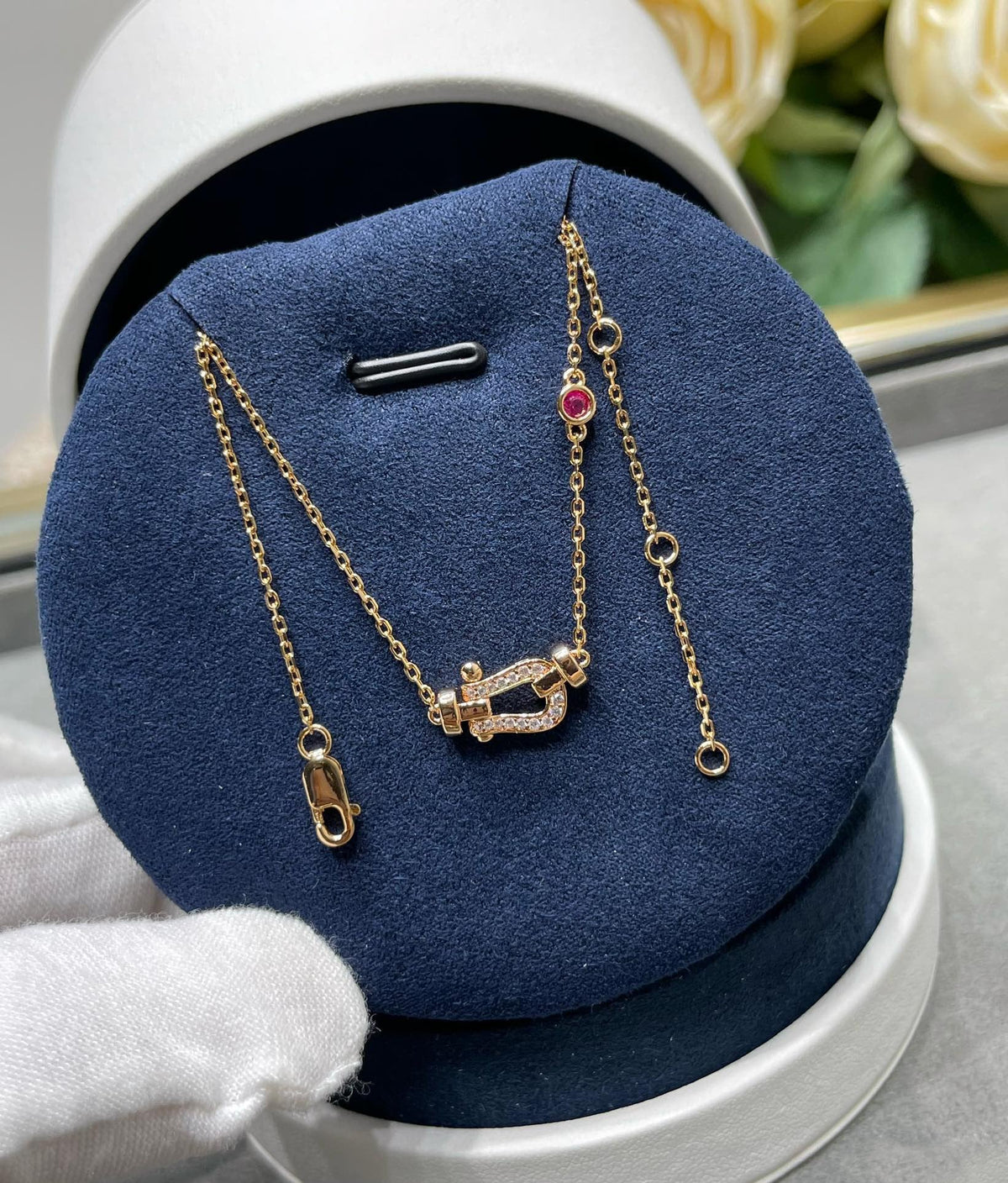[Zalyn Jewelry ]FORCE 10 DIAMOND PINK GOLD NECKLACE