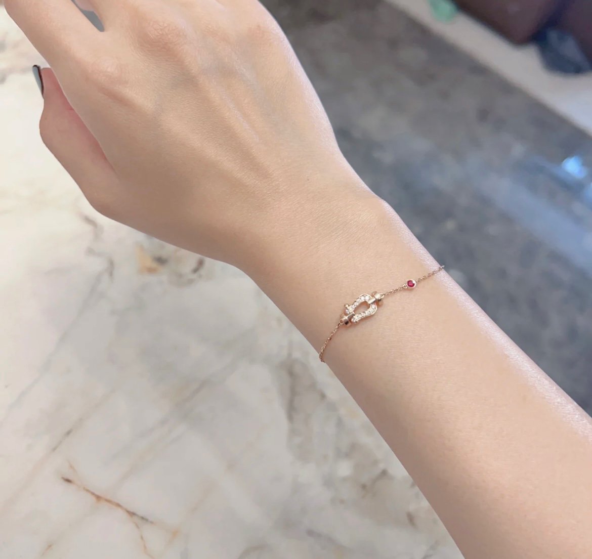 [Zalyn Jewelry ]FORCE 10 DIAMOND CHAIN LINK PINK GOLD BRACELET