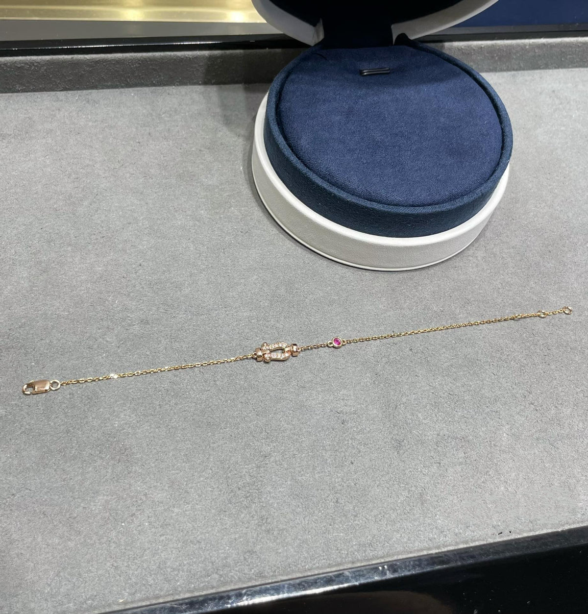 [Zalyn Jewelry ]FORCE 10 DIAMOND CHAIN LINK PINK GOLD BRACELET