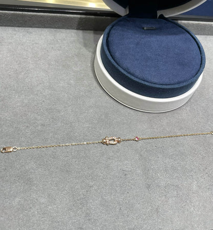 [Zalyn Jewelry ]FORCE 10 DIAMOND CHAIN LINK PINK GOLD BRACELET