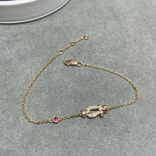 [Zalyn Jewelry ]FORCE 10 DIAMOND CHAIN LINK PINK GOLD BRACELET