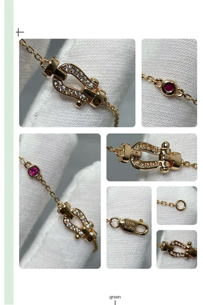 [Zalyn Jewelry ]FORCE 10 DIAMOND CHAIN LINK PINK GOLD BRACELET