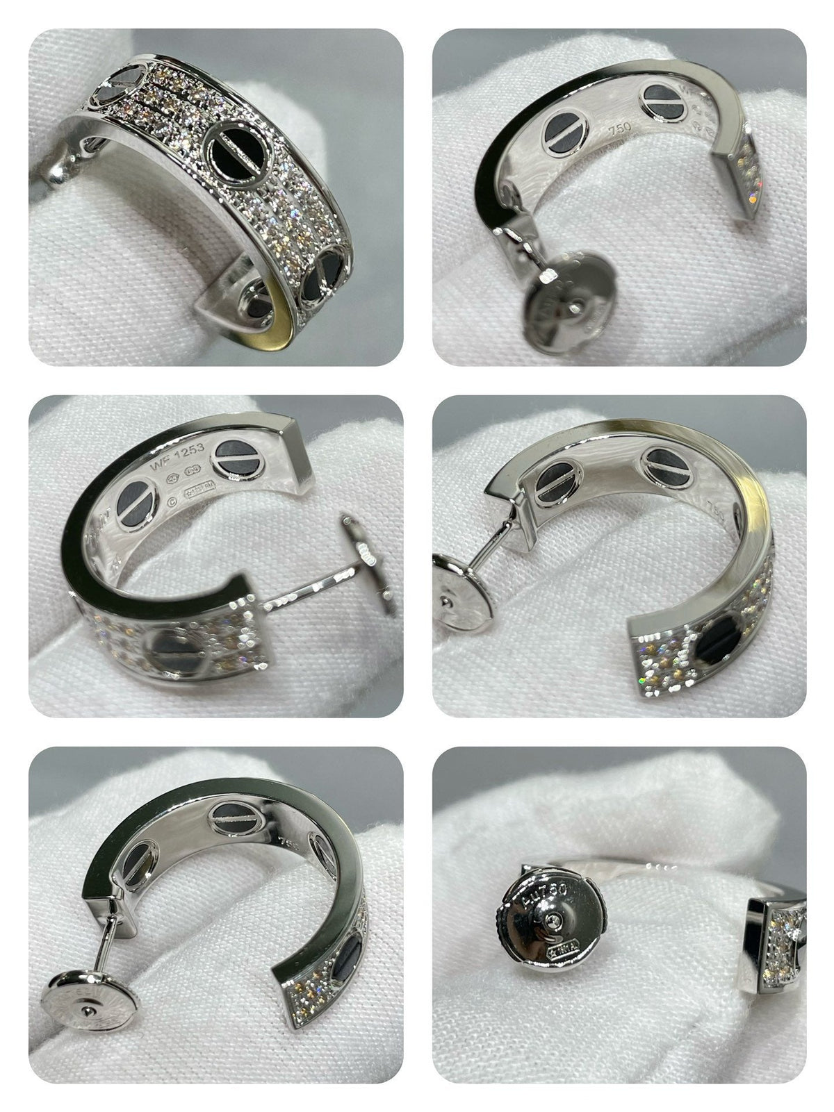 [Zalyn Jewelry ]LOVE CERAMIC DIAMOND PAVED SILVER EARRINGS