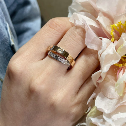 [Zalyn Jewelry ]LOVE PINK GOLD SILVER DIAMOND DOUBLE RING