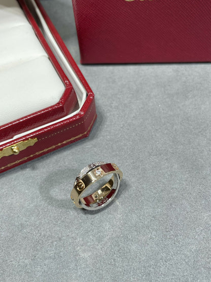 [Zalyn Jewelry ]LOVE PINK GOLD SILVER DIAMOND DOUBLE RING
