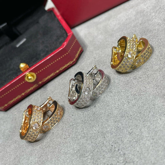[Zalyn Jewelry ]LOVE 5.5MM DIAMOND PAVED EARRINGS