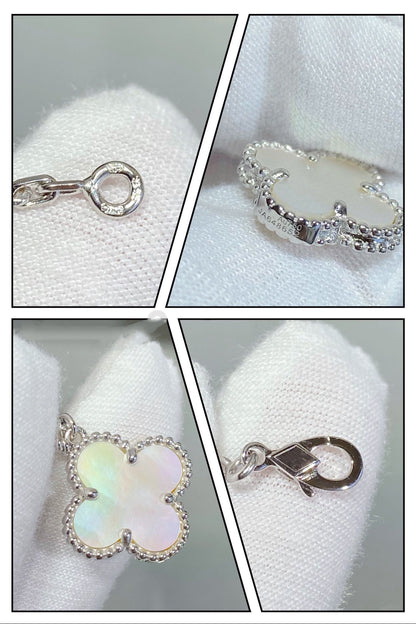 [Zalyn Jewelry ]CLOVER 5 MOTIF WHITE MOP SILVER BRACELET