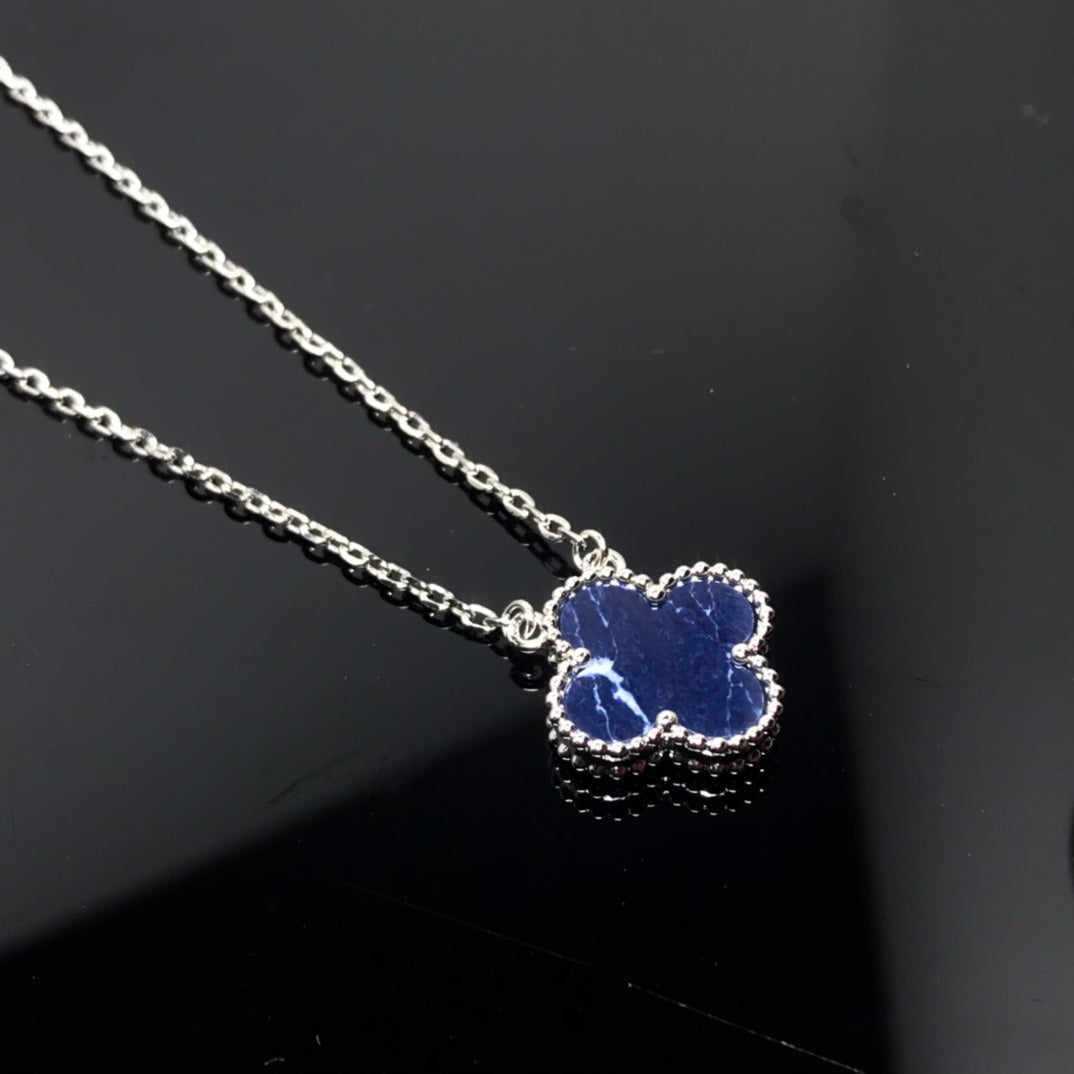 [Zalyn Jewelry ]CLOVER PIETERSITE SILVER LONG NECKLACE
