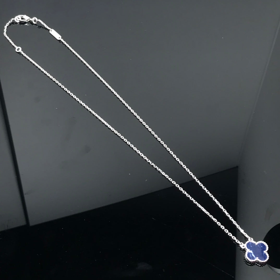 [Zalyn Jewelry ]CLOVER PIETERSITE SILVER LONG NECKLACE