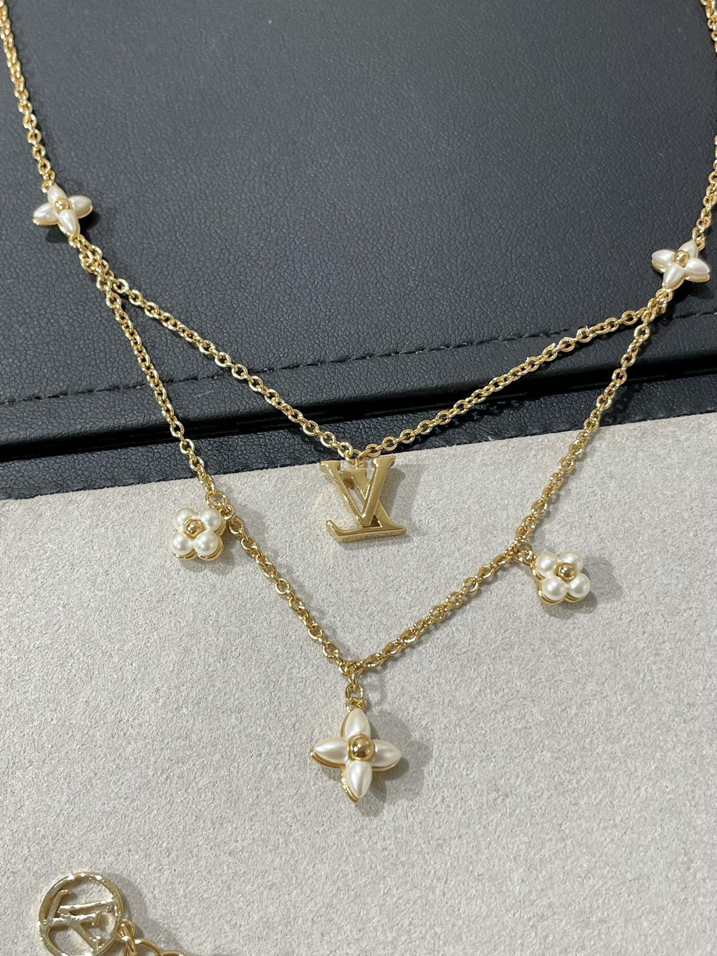 [Zalyn]FLOWERGRAM GOLD MOP DOUBLE ROW NECKLACE