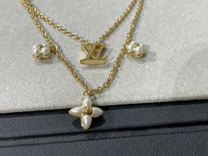 [Zalyn]FLOWERGRAM GOLD MOP DOUBLE ROW NECKLACE