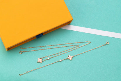 [Zalyn]STAR PINK MOP 1 DIAMOND ROSE GOLD NECKLACE