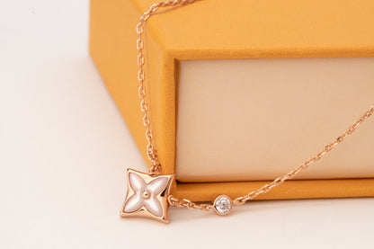 [Zalyn]STAR PINK MOP 1 DIAMOND ROSE GOLD NECKLACE