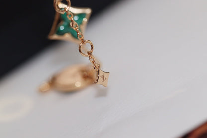 [Zalyn]STAR AND SUN 4 MOTIF ROSE GOLD MALACHITE BRACELET