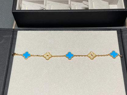 [Zalyn Jewelry ] CLOVER 5 MOTIF BLUE AGATE BRACELET COLLECTION