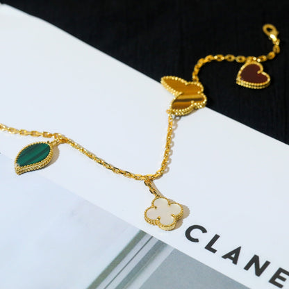 [Zalyn Jewelry ]LUCKY SPRING 5 MOTIF GOLD BRACELET