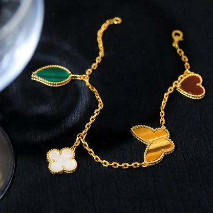[Zalyn Jewelry ]LUCKY SPRING 5 MOTIF GOLD BRACELET