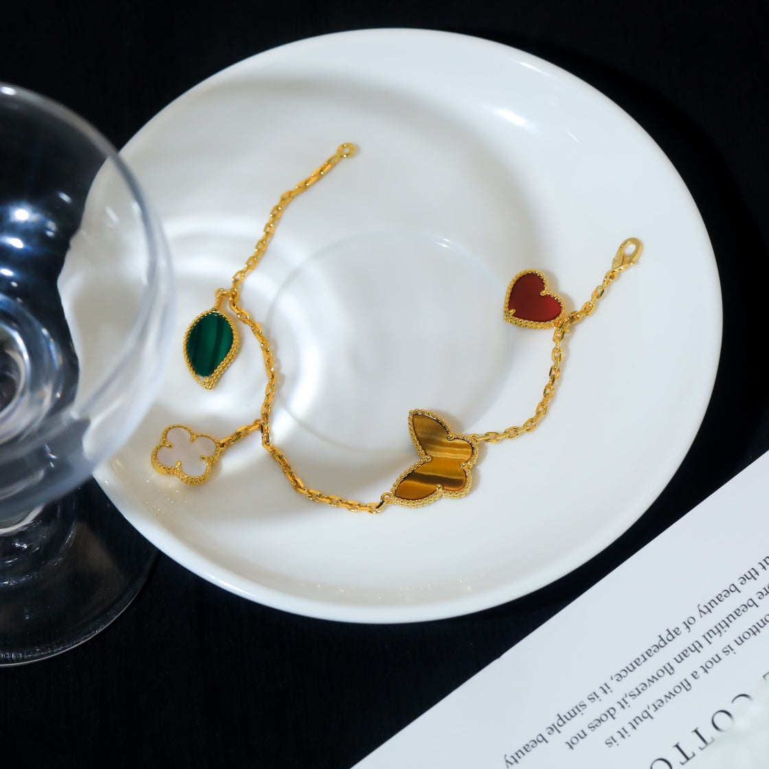 [Zalyn Jewelry ]LUCKY SPRING 5 MOTIF GOLD BRACELET