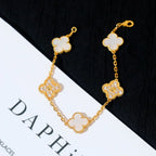 [Zalyn Jewelry ]CLOVER WHITE PEARL MOP 5 MOTIF BRACELET COLLECTION