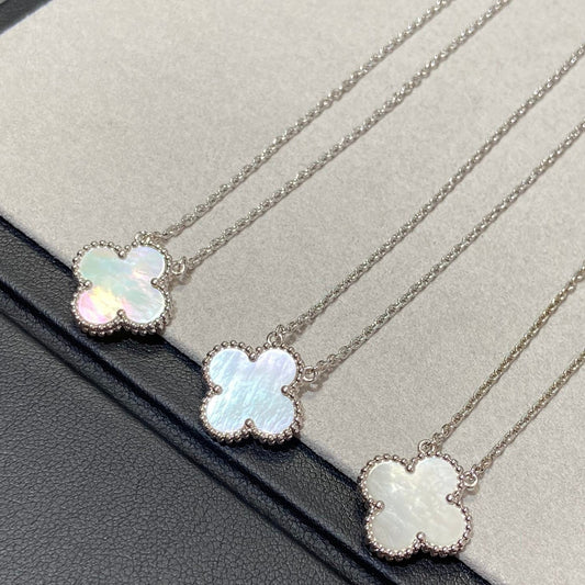 [Zalyn Jewelry ]CLOVER MEDIUM SILVER WHITE MOP NECKLACE