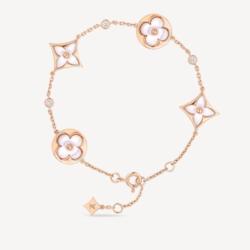 [Zalyn]STAR AND SUN 4 MOTIF WHITE MOP ROSE GOLD BRACELET