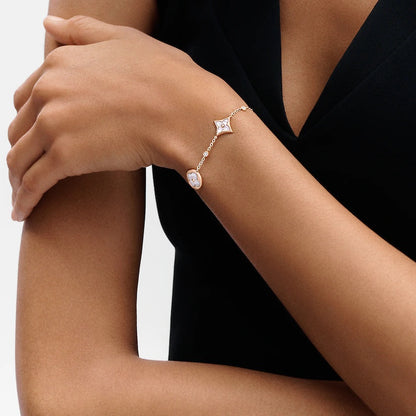 [Zalyn]STAR AND SUN 4 MOTIF WHITE MOP ROSE GOLD BRACELET