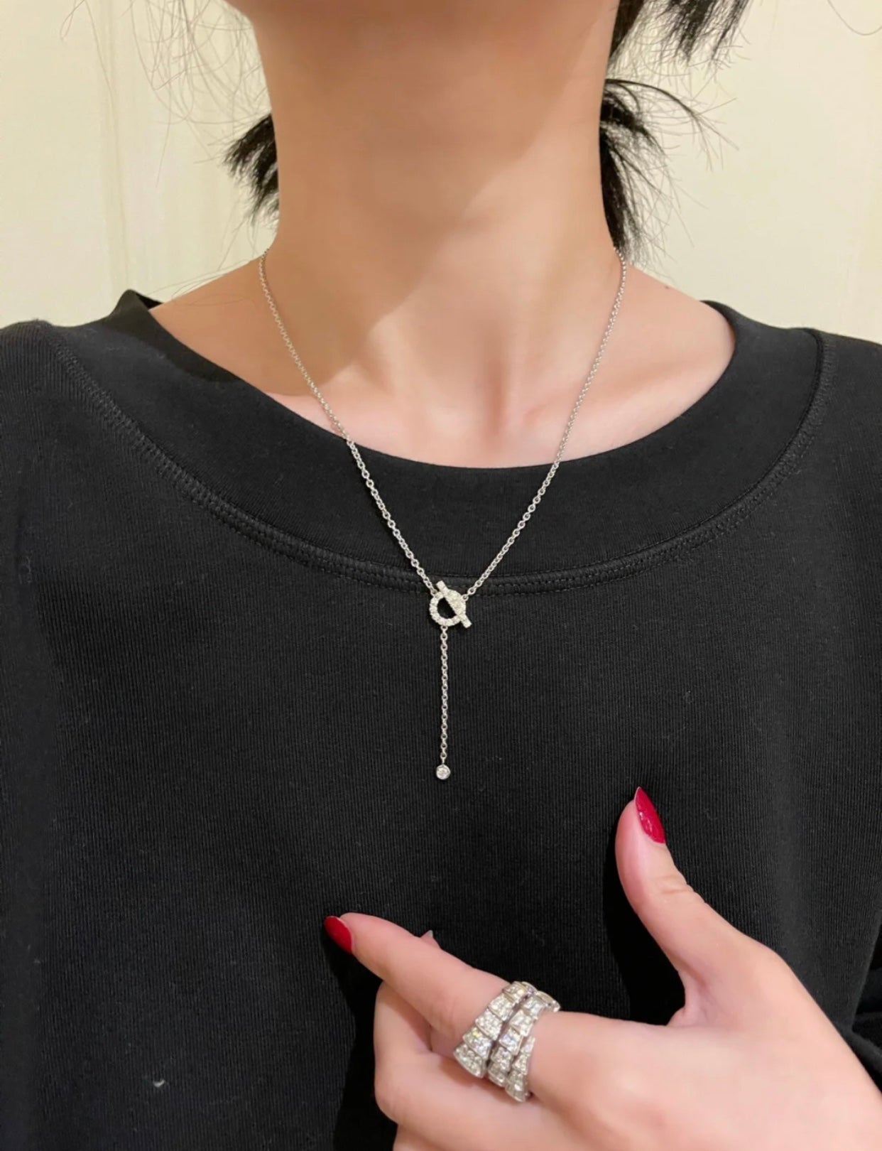 [Zalyn]FINESSE SILVER DIAMOND NECKLACE