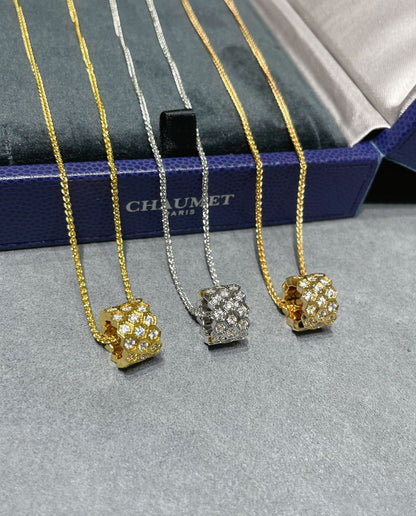 [Zalyn]BEE LOVE DIAMOND PAVED 3 ROW NECKLACE