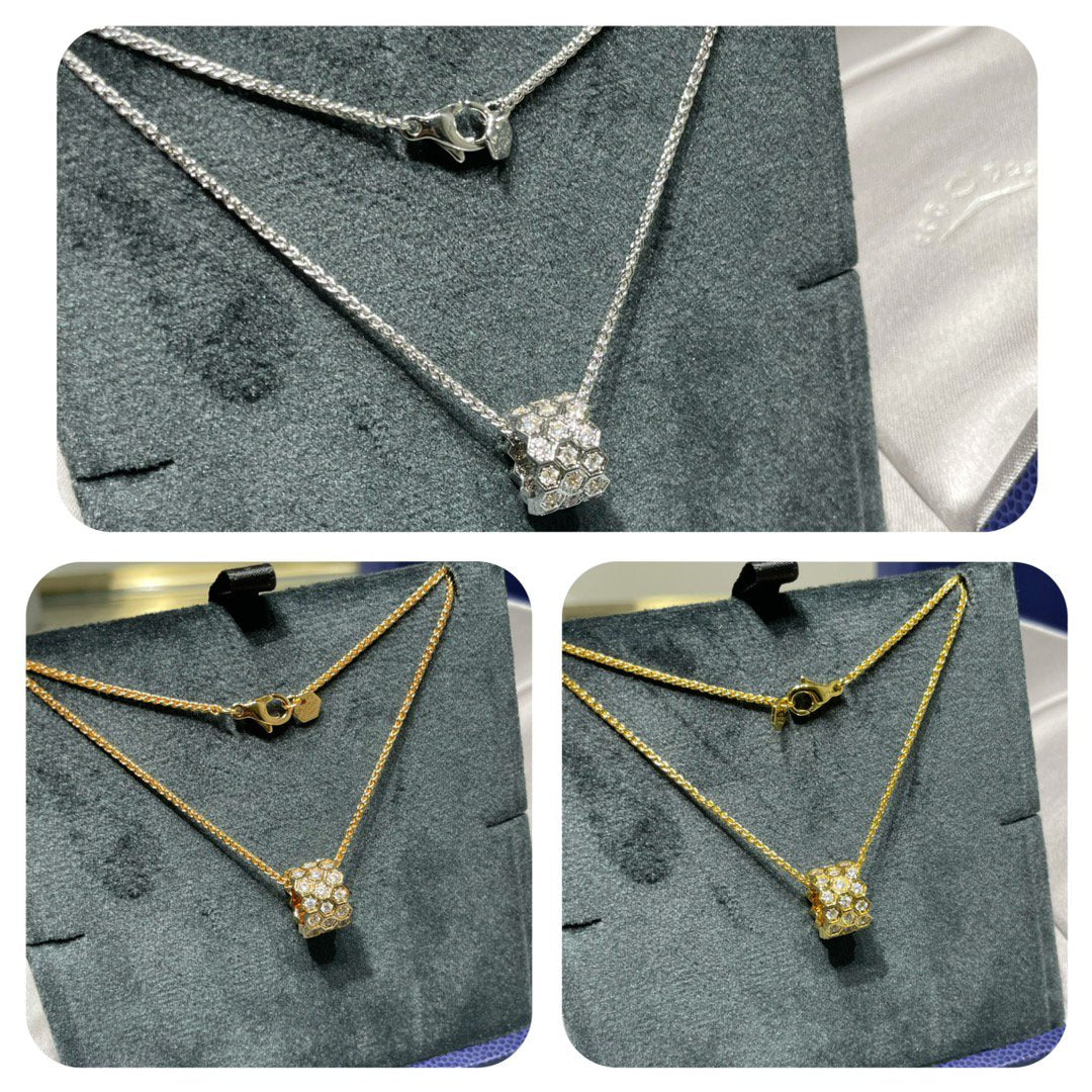 [Zalyn]BEE LOVE DIAMOND PAVED 3 ROW NECKLACE