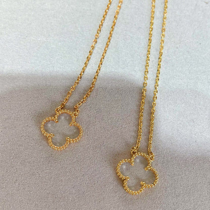 [Zalyn Jewelry ]CLOVER ROCK CRYSTAL ROSE GOLD NECKLACE