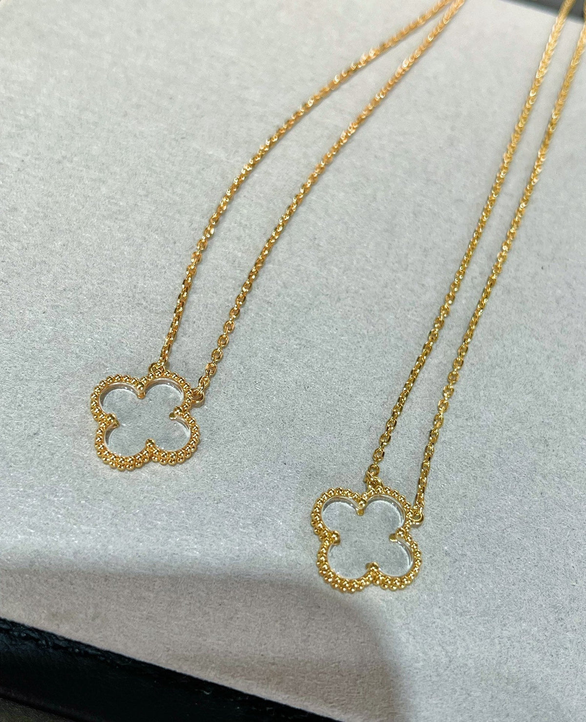 [Zalyn Jewelry ]CLOVER ROCK CRYSTAL ROSE GOLD NECKLACE